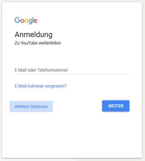 Google Anmeldemaske
