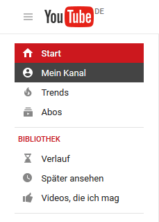 Youtube Seitenleiste - Kanal