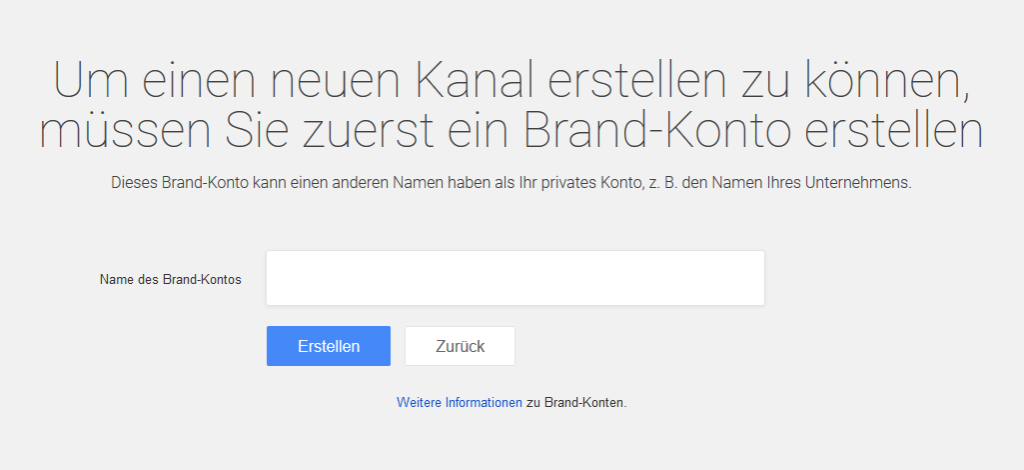 Youtube Unternehmenskanal Voraussetzung - Brand-Konto